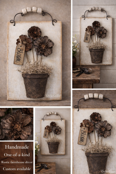 Rustic pine cone wall decor $32 and up rustic pine cone wall decor farmhouse floral wall art handmade wood sign neutral home decor nature inspired decor